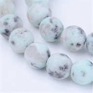 8 mm. natulig, frostet, Jasper/kiwi streng